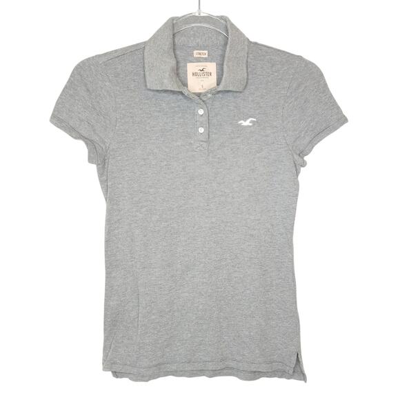 Hollister Tops - Hollister Grey Y2K Collared Stretch Polo Womens SM Preppy School 2000s Academia